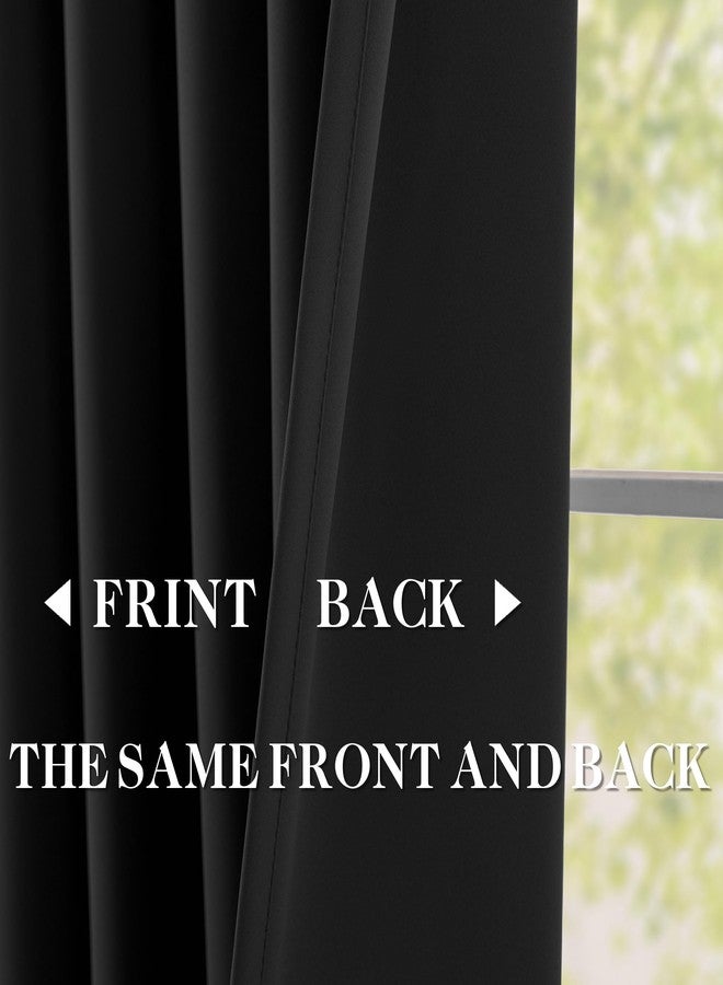DONREN Black Pinch Pleated Blackout Curtains with Hooks - 104 inch Length Room Darkening Thermal Insulated Window Curtain Panels for Living Room Bedroom 2 Panel 40" Wx104 L - Image 4
